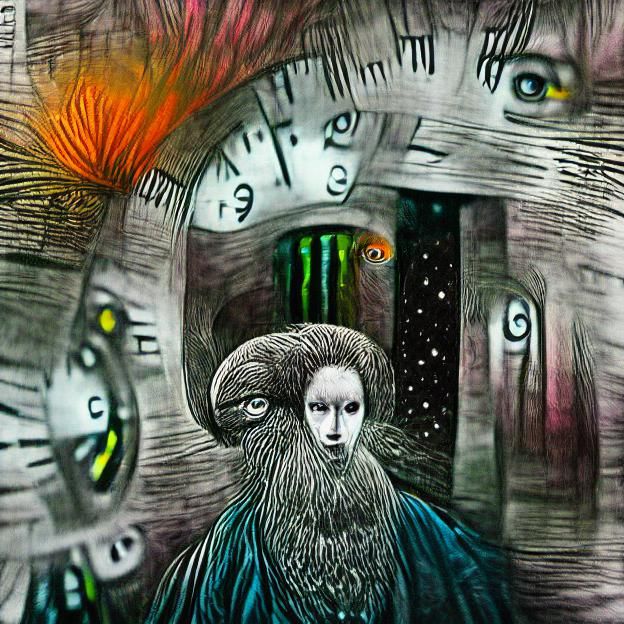 Midnight Watchful Eyes: Surreal Charcoal Drawing in 8K