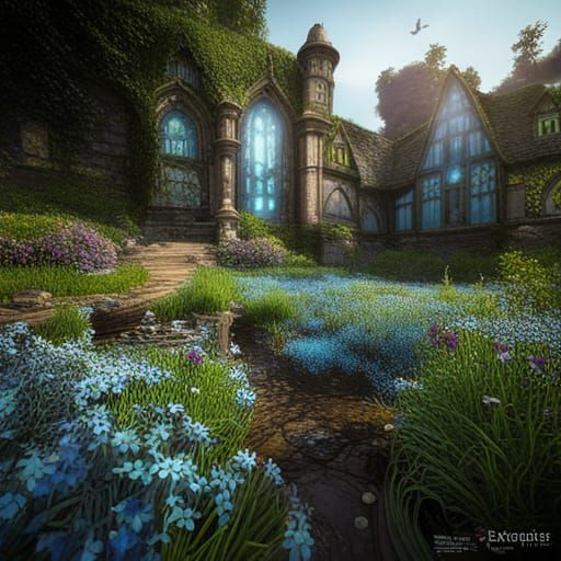 Detailed Forget-Me-Not Matte Painting