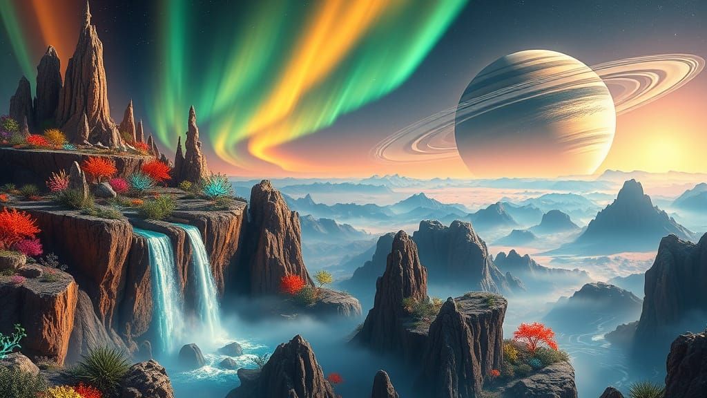 Exoplanet Dreamscape in Vibrant Hues