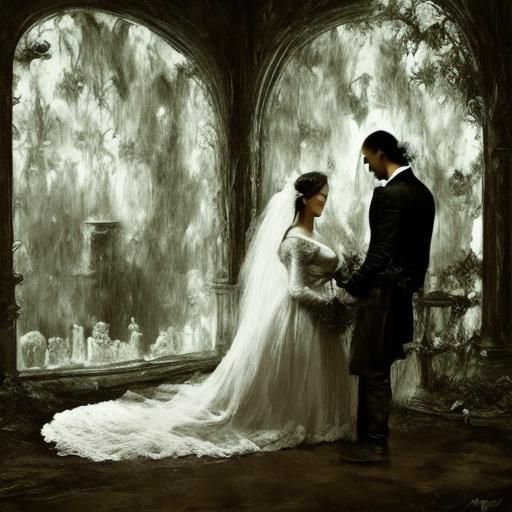 Hyperrealistic Portrait of Praying Couple in HDR