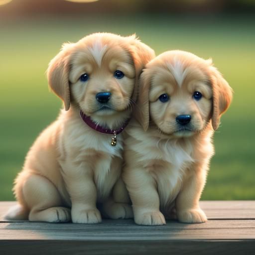 Golden Retriever Puppies in Natural Light