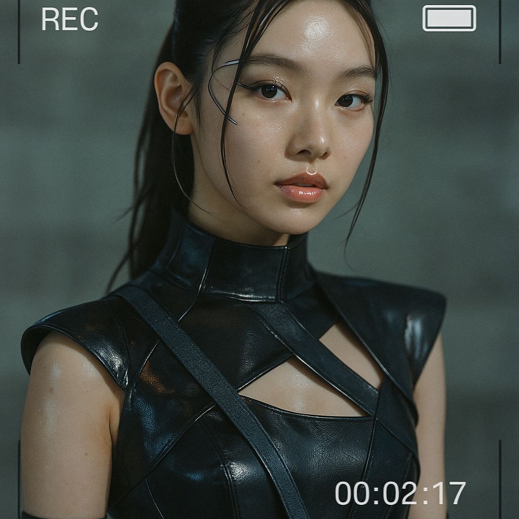 Futuristic Fashion Model in Digital Camcorder Style