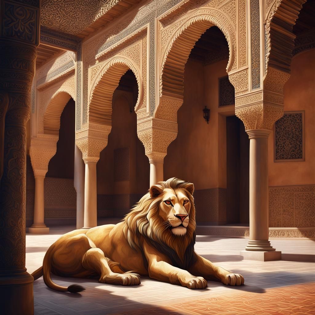 Hyperrealistic Courtyard of the Lions, Alhambra de Granada