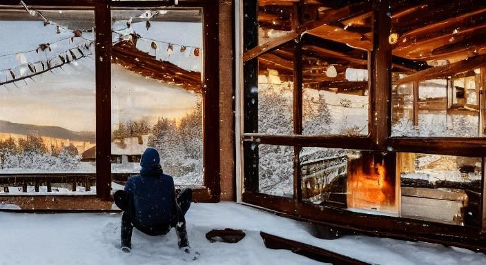 Cozy Swiss Cafe Scene in Winter: Photorealistic Portrait