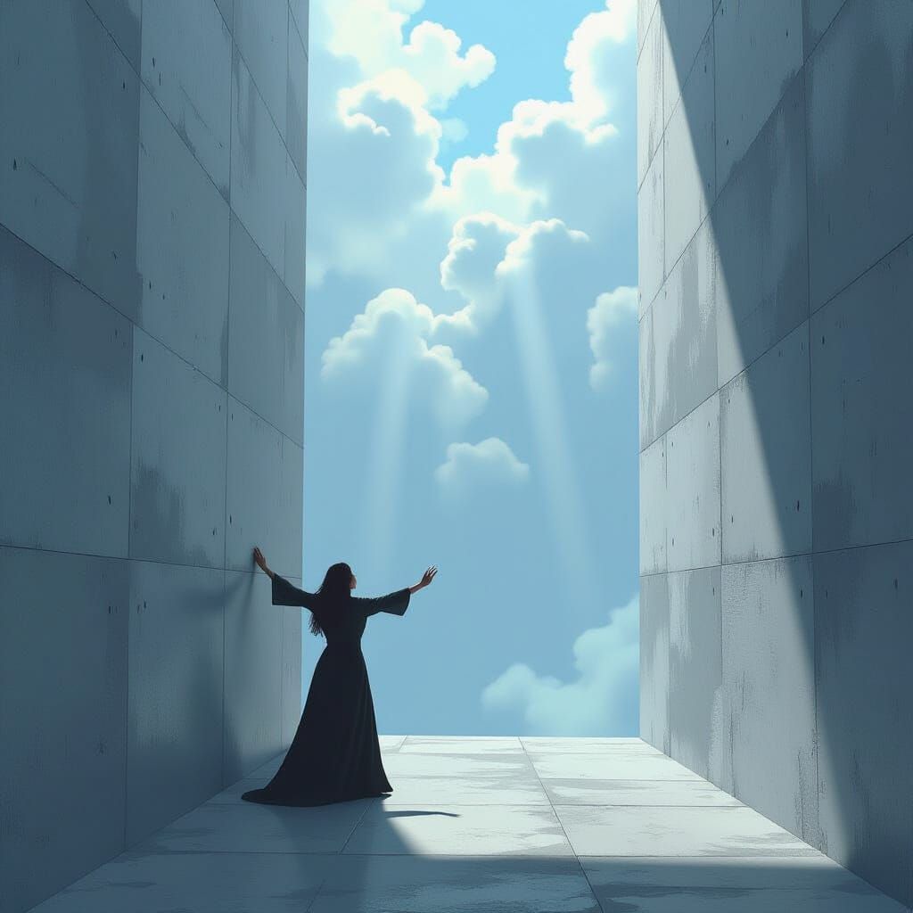 Hope Pushes Through Concrete Walls Towards Open Sky