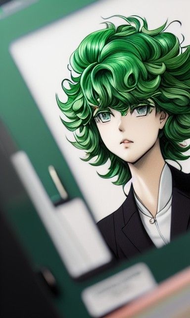 Tatsumaki looking in the mirror