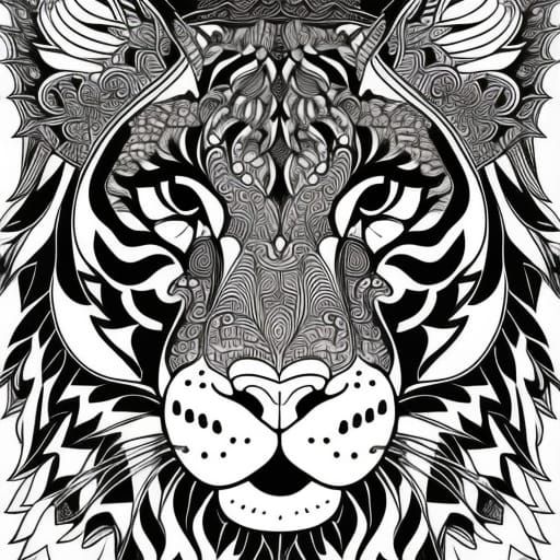 Intricate Chibi Tiger Coloring Page in 8K