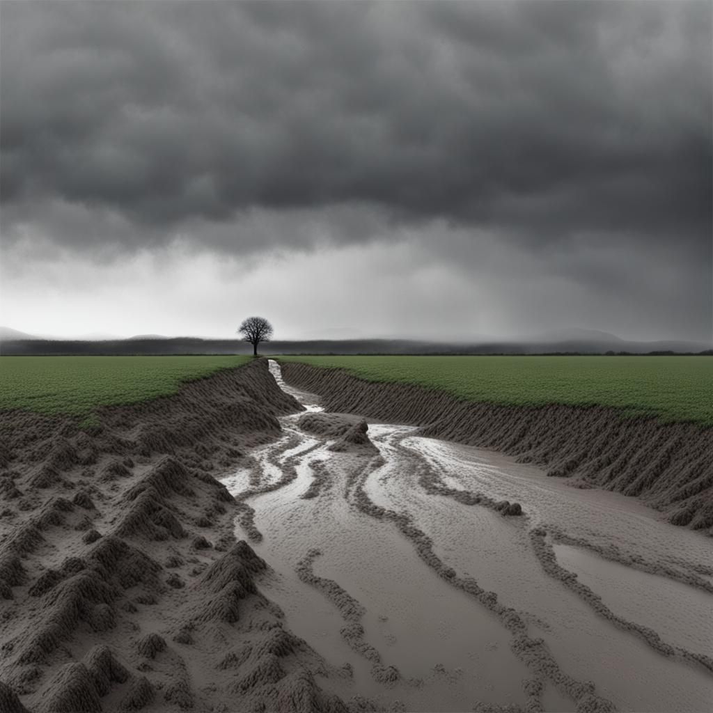 Rainy Battlefield: A Photorealistic No Man's Land