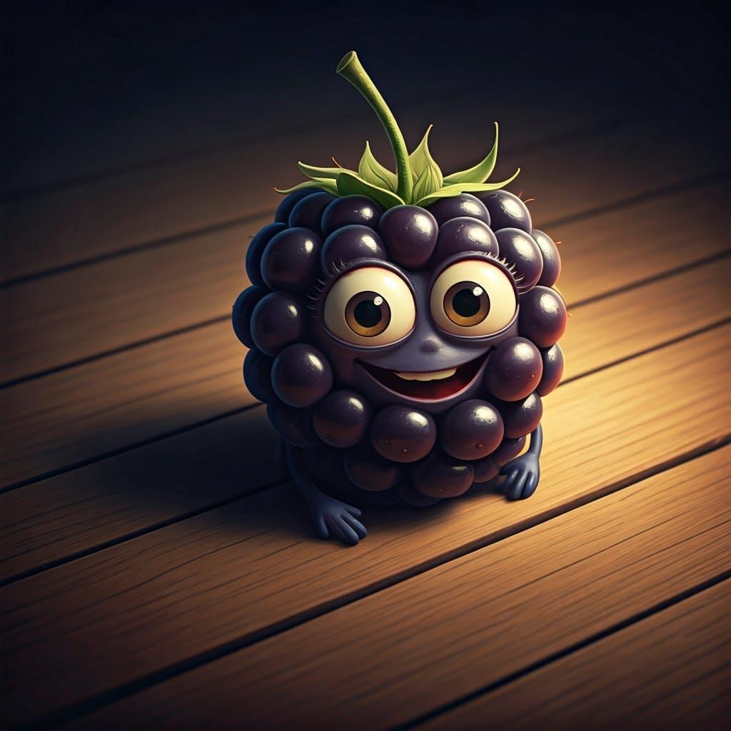 Whimsical Blackberry in Vintage Woodland Scene