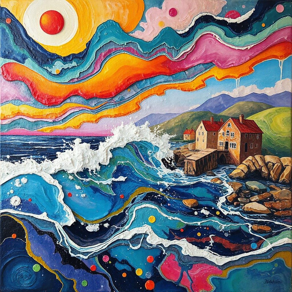 Surreal Molten Paint Tidal Waves in Expressionist Style