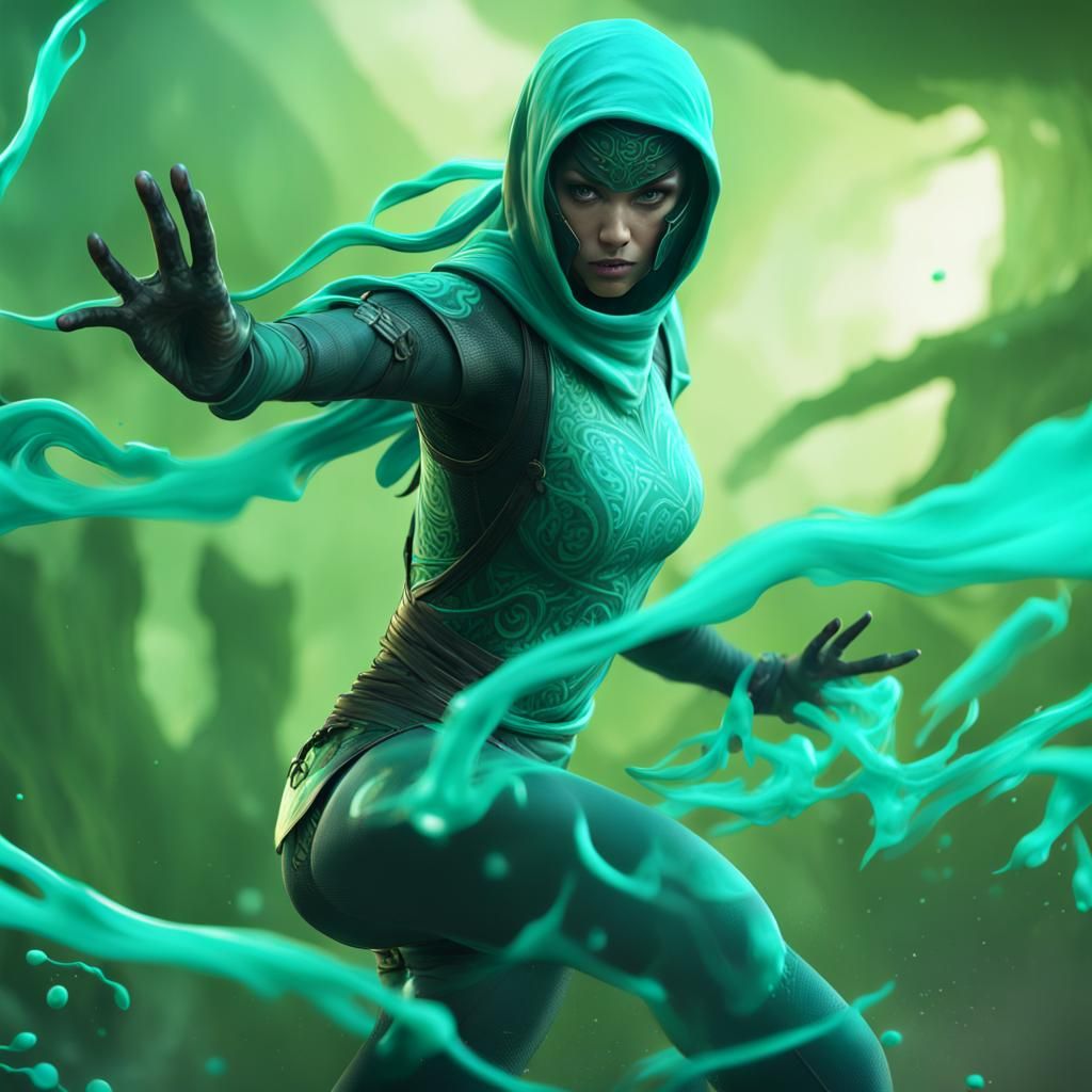 Turquoise Ninja Blasting Acid with Acid Powers