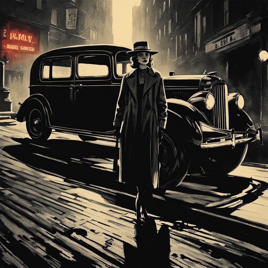 Stylish Bandit Girl in Classic Noir Style