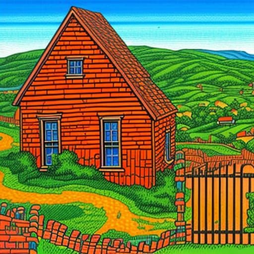 Big Old House on High Hill: Expressionist Art