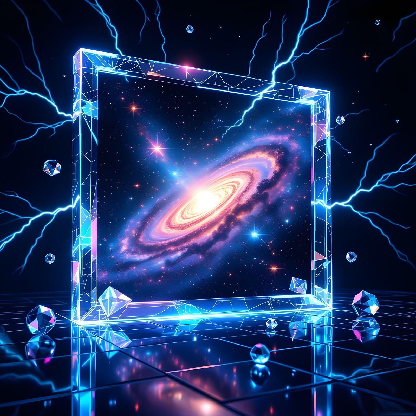 Surreal Cosmic Hologram Emerges from Darkness