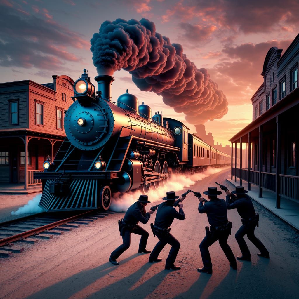Dieselpunk Locomotive Chugs Through Gritty Old West Town