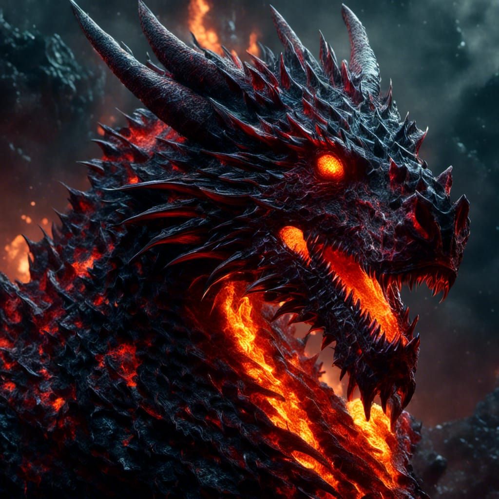 Epic Lava Dragon Portrait in Dark Fantasy Style