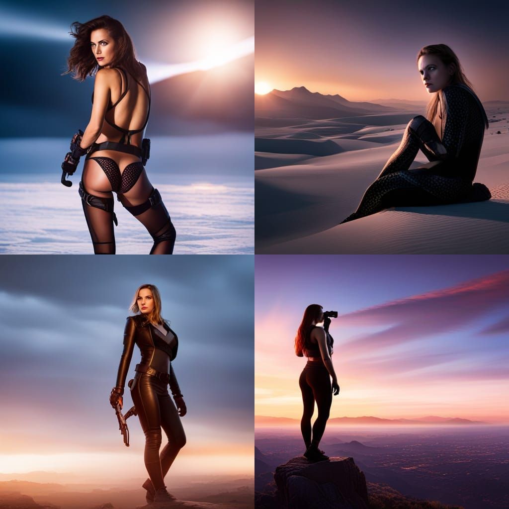 Raptor Woman in Twilight, DSLR Aesthetic