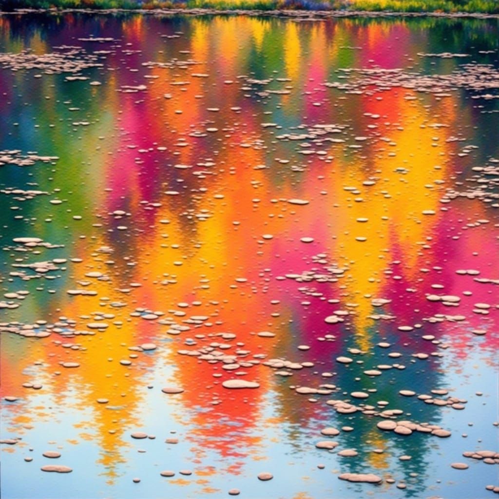 Kaleidoscopic Pond Reflecting Rothko and Monet Inspired Art
