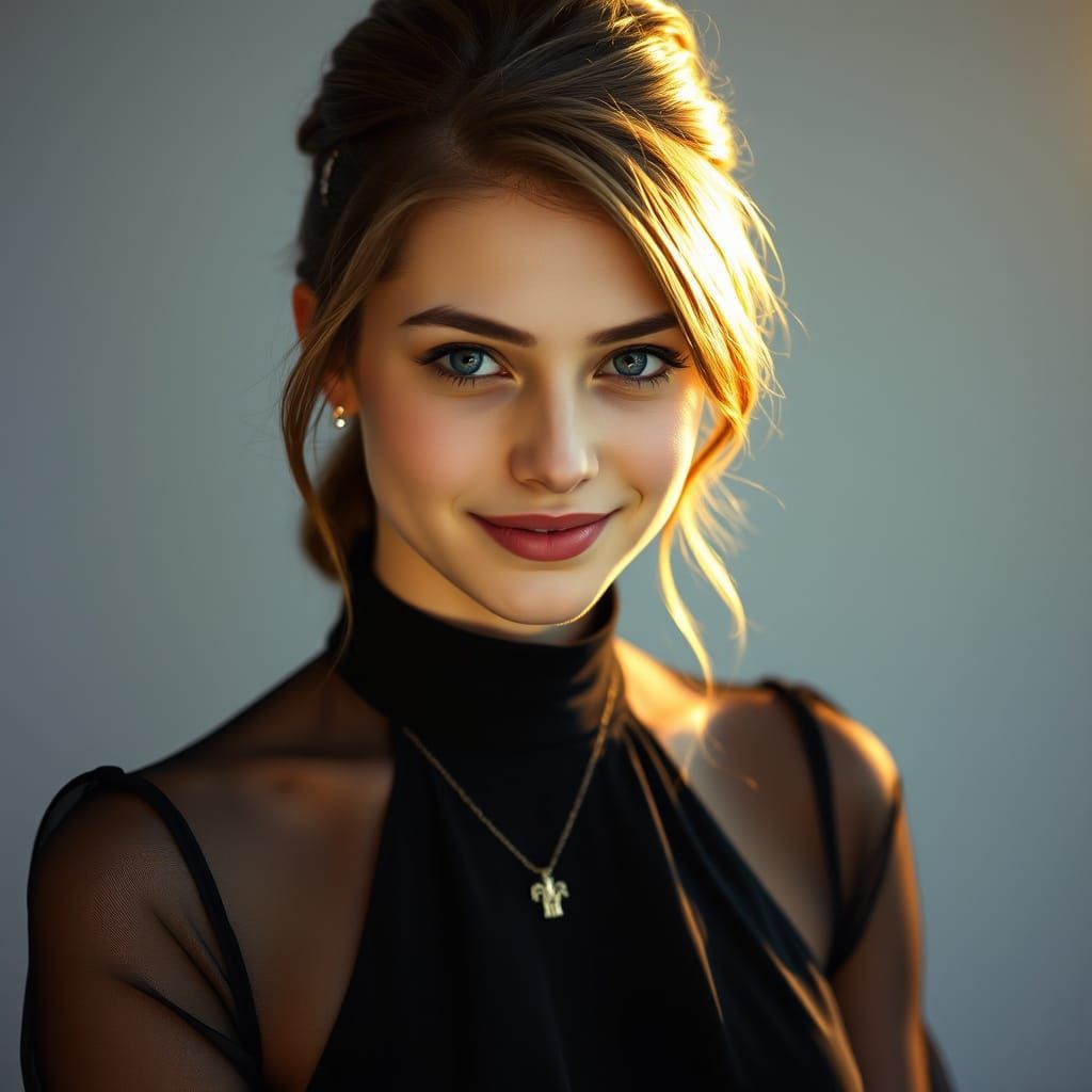 Sophisticated Film Noir Portrait in Warm Golden Light