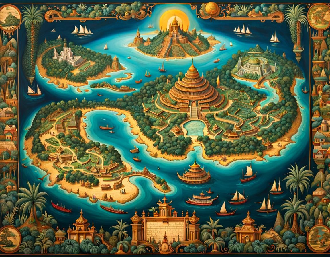 Fantasy Treasure Maps of Tropical Islands