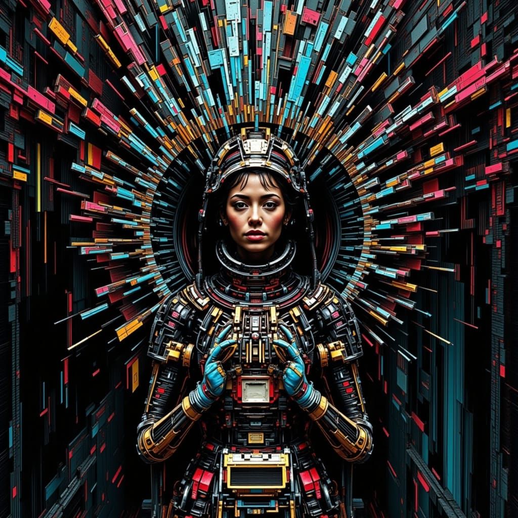 Abstract Glitch Art with Vibrant Distortions