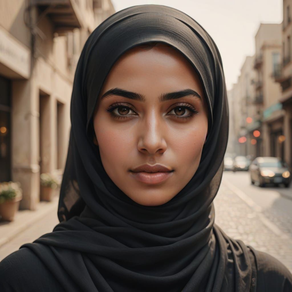 Serene Middle Eastern Beauty in Elegant Hijab