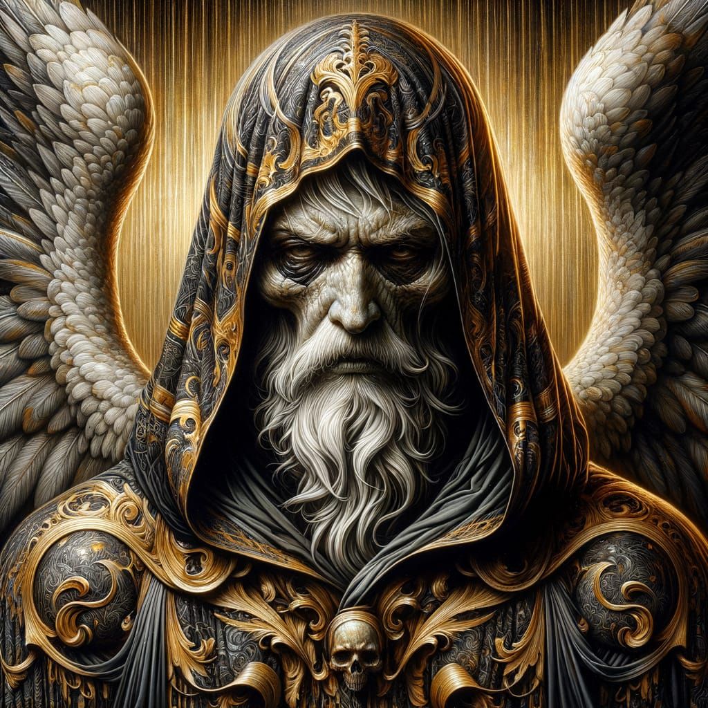 Sorrowful Angel of Death in Golden Haze