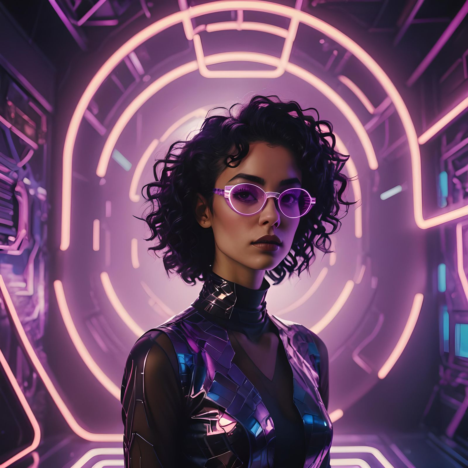 Retro Portrait with Abstract Geometric Art