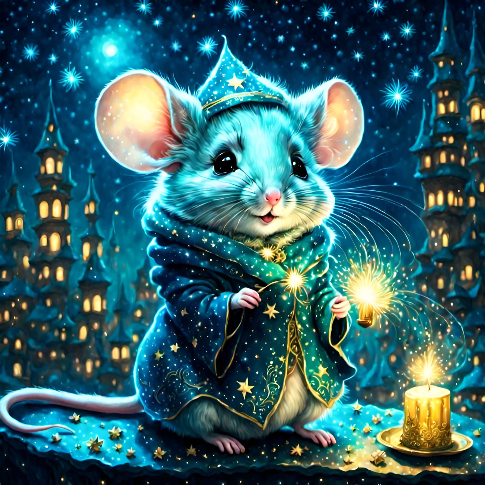 Festive Mouse Celebrates New Year's Eve and Birthday
