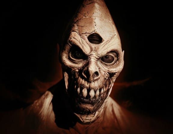 Surreal Noir Horror Figure Looms in Dark Bedroom