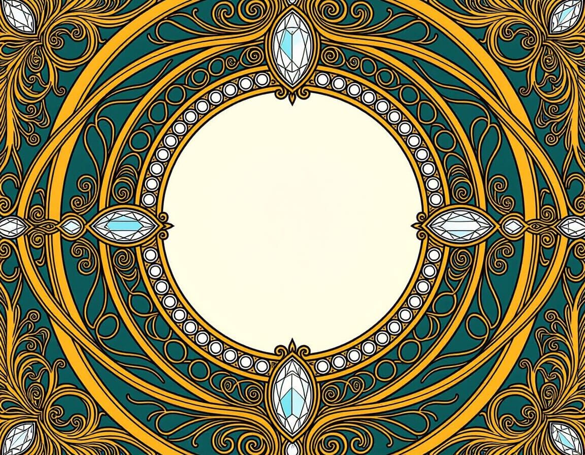 Ornate Diamond Frame in Art Nouveau Style