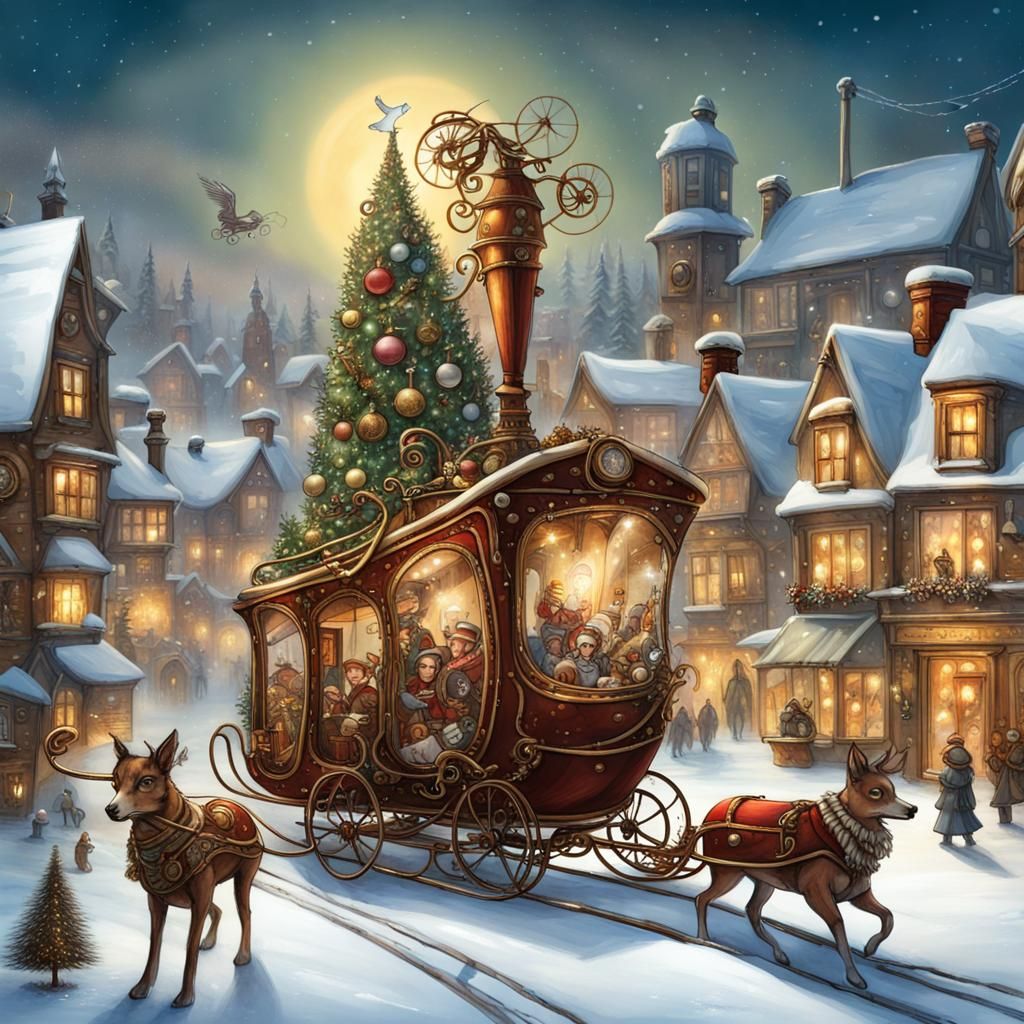 Steampunk Sleigh Rides Through Christmas Village
