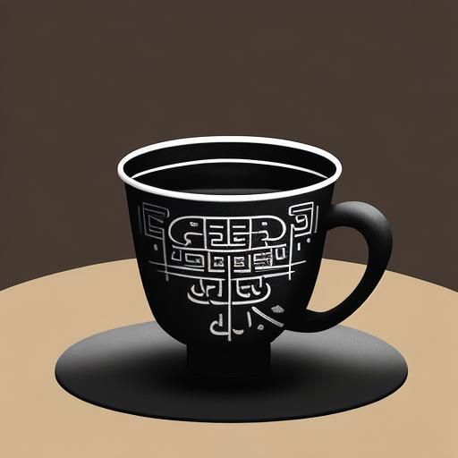 Abstract Cup in Mixed Calligraphic Art