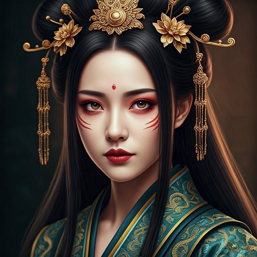 Regal Goddess with Ancient Mysticism and Divine Beauty