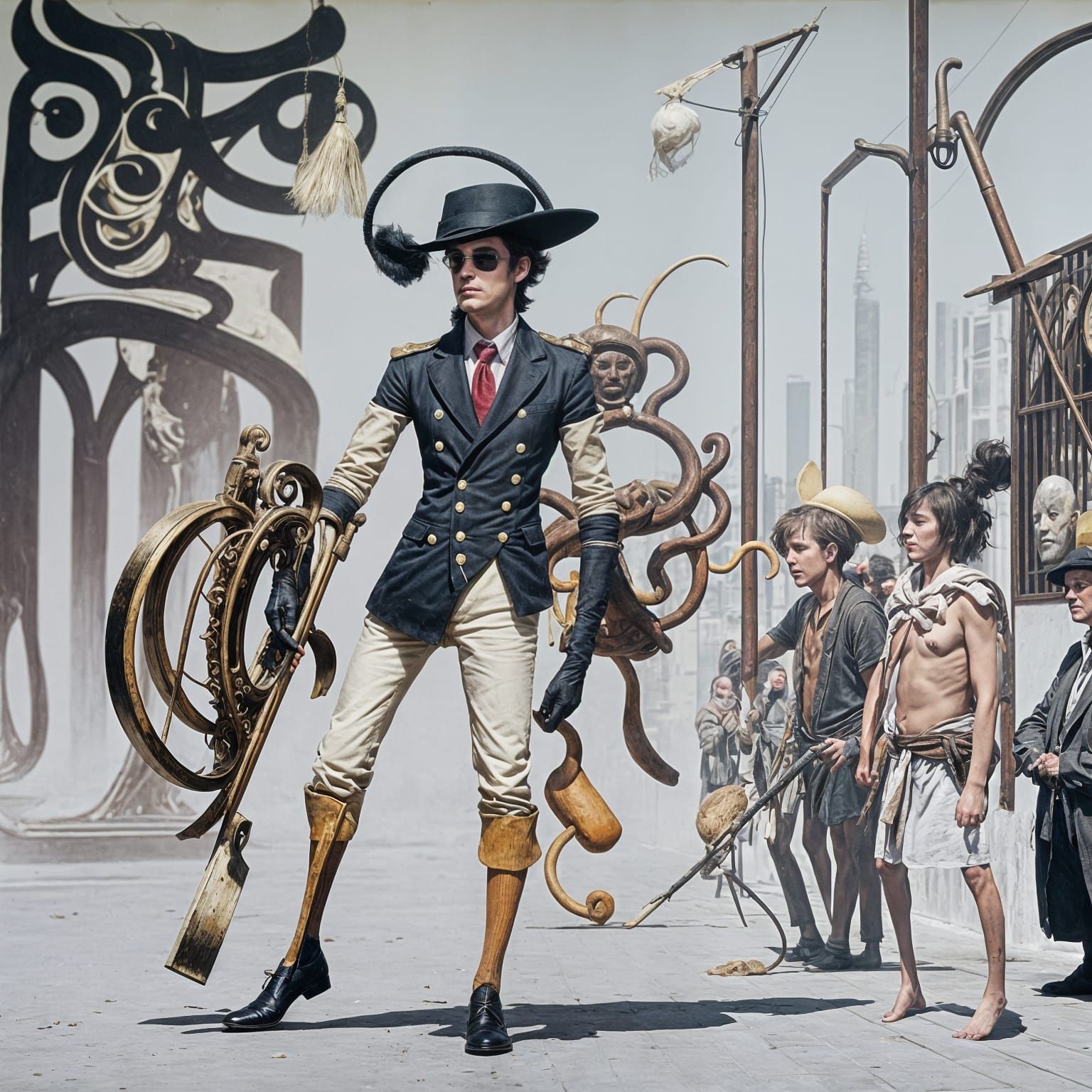 Vivid Gathering in a Retro-Style Market Scene