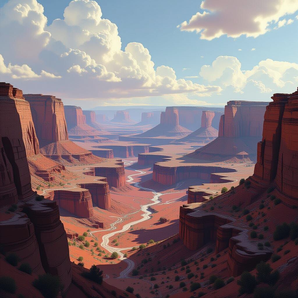 Dramatic Geological Formations in Retro Sci-Fi Style