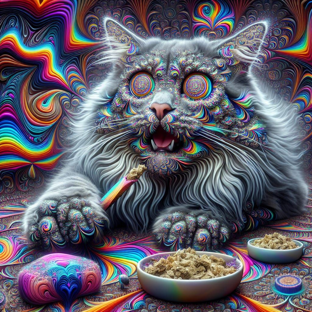 Psychedelic Catnip Dream: A Digital Art Creation