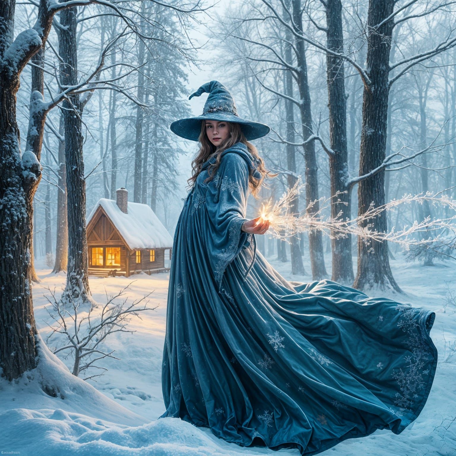 Winter Witch Conjures Frosty Forest in Ethereal Fantasy
