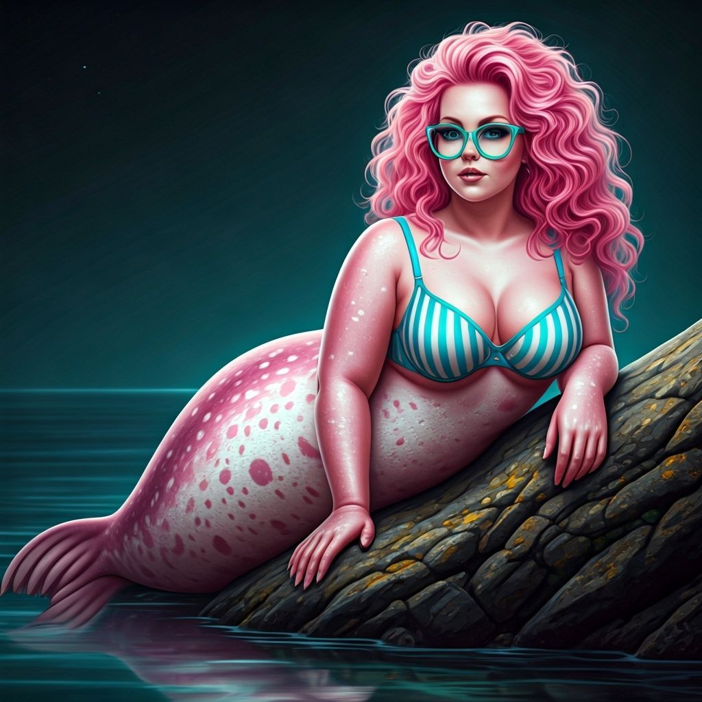 Cyberpunk Selkie with Pink Fur and Turquoise Glasses