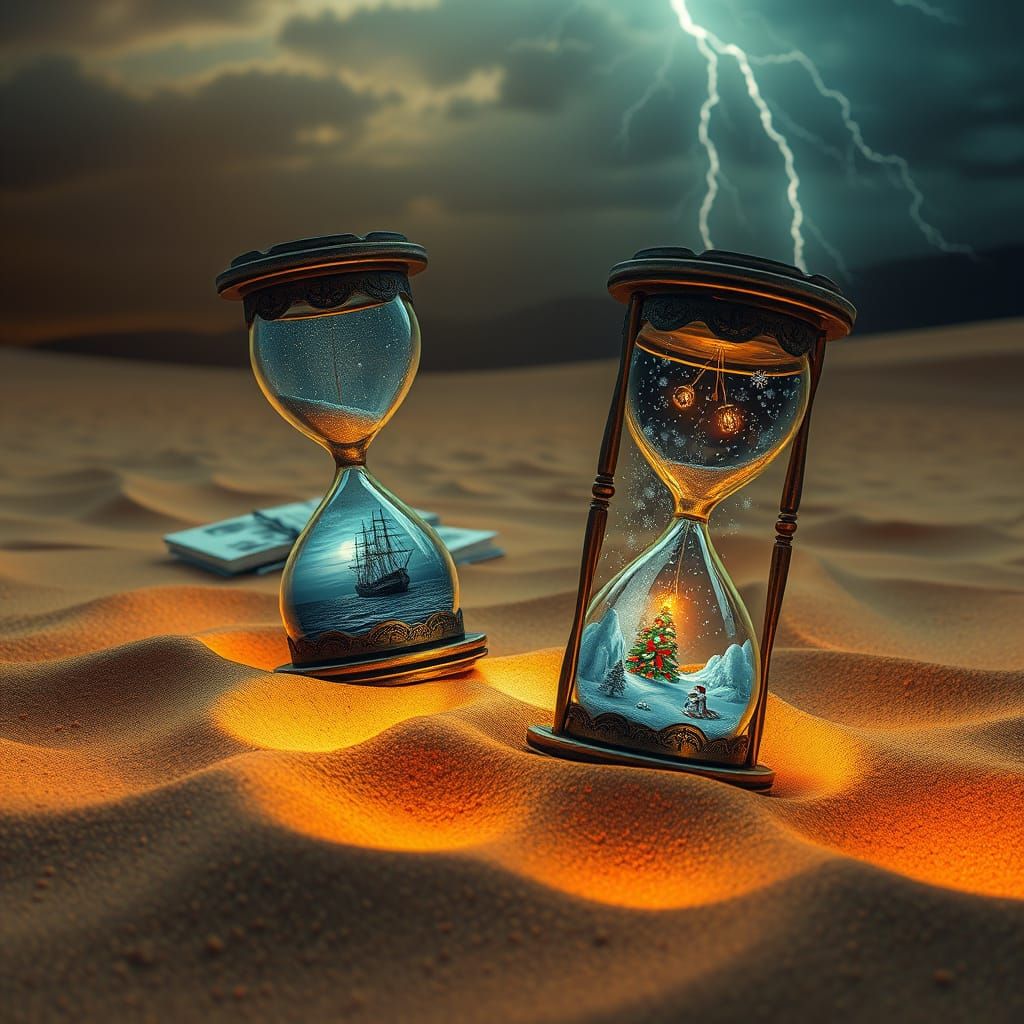 Surreal Desert Hourglasses Reflect Turbulent Storms and Sere...