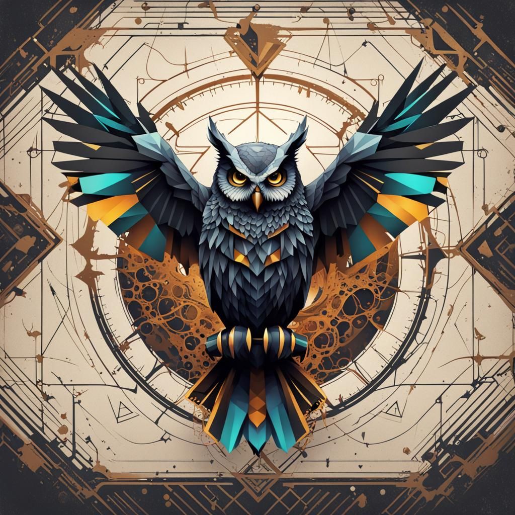Geometric Owl: Wild Zombie Steampunk in Armor