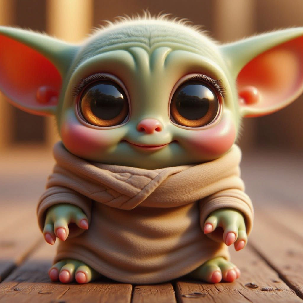 Adorable Baby Yoda in Pixar-Inspired 3D Style