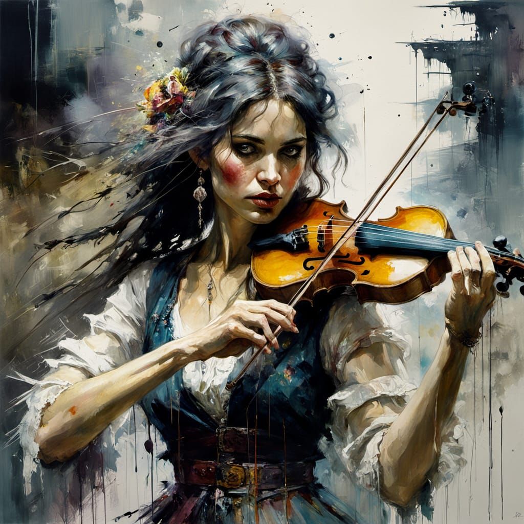 beautiful gypsy woman violinist