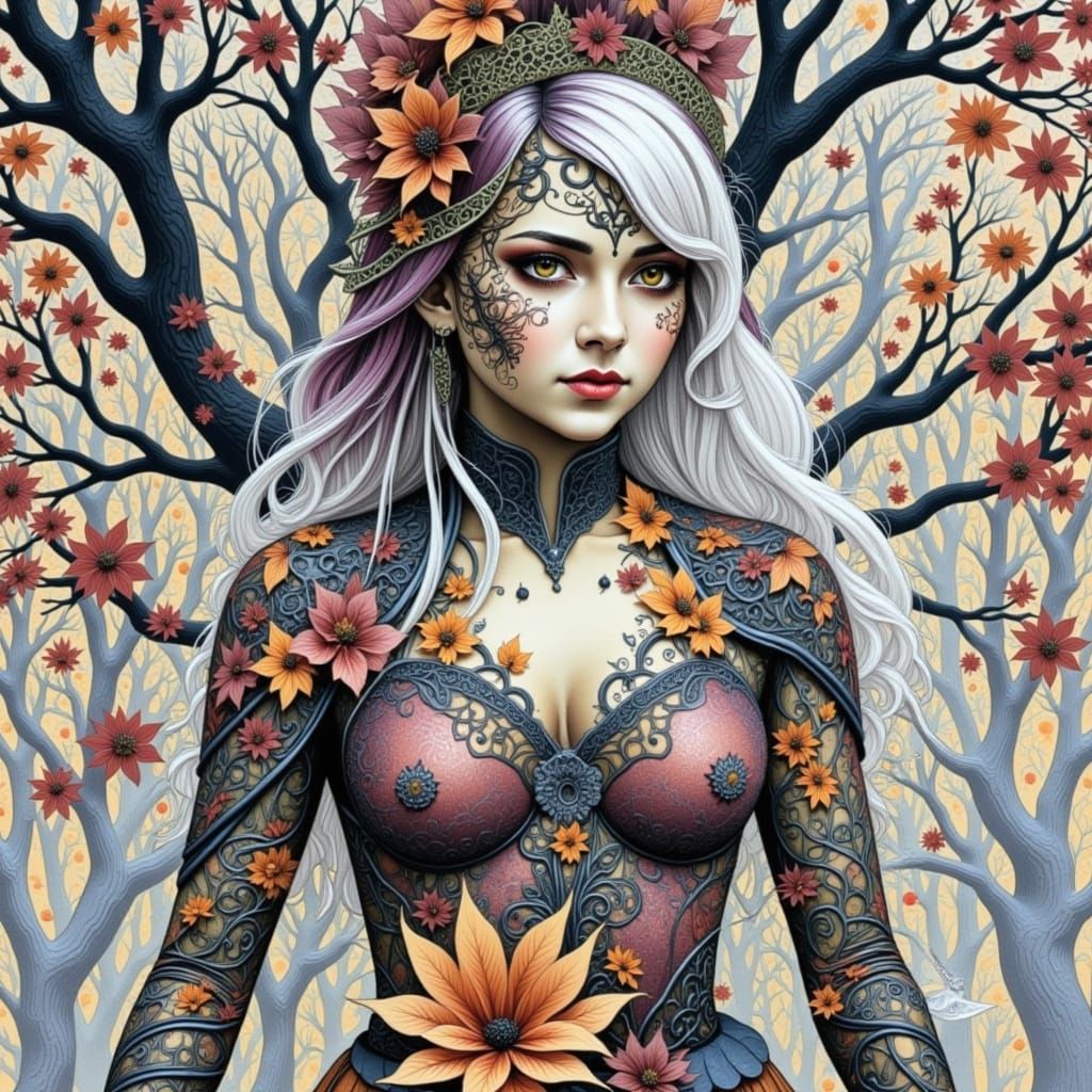 Halloween Fairy in Autumn Forest