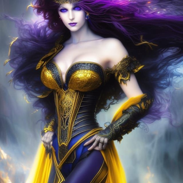 Ominous Dark Fantasy Witch in Detailed Painting