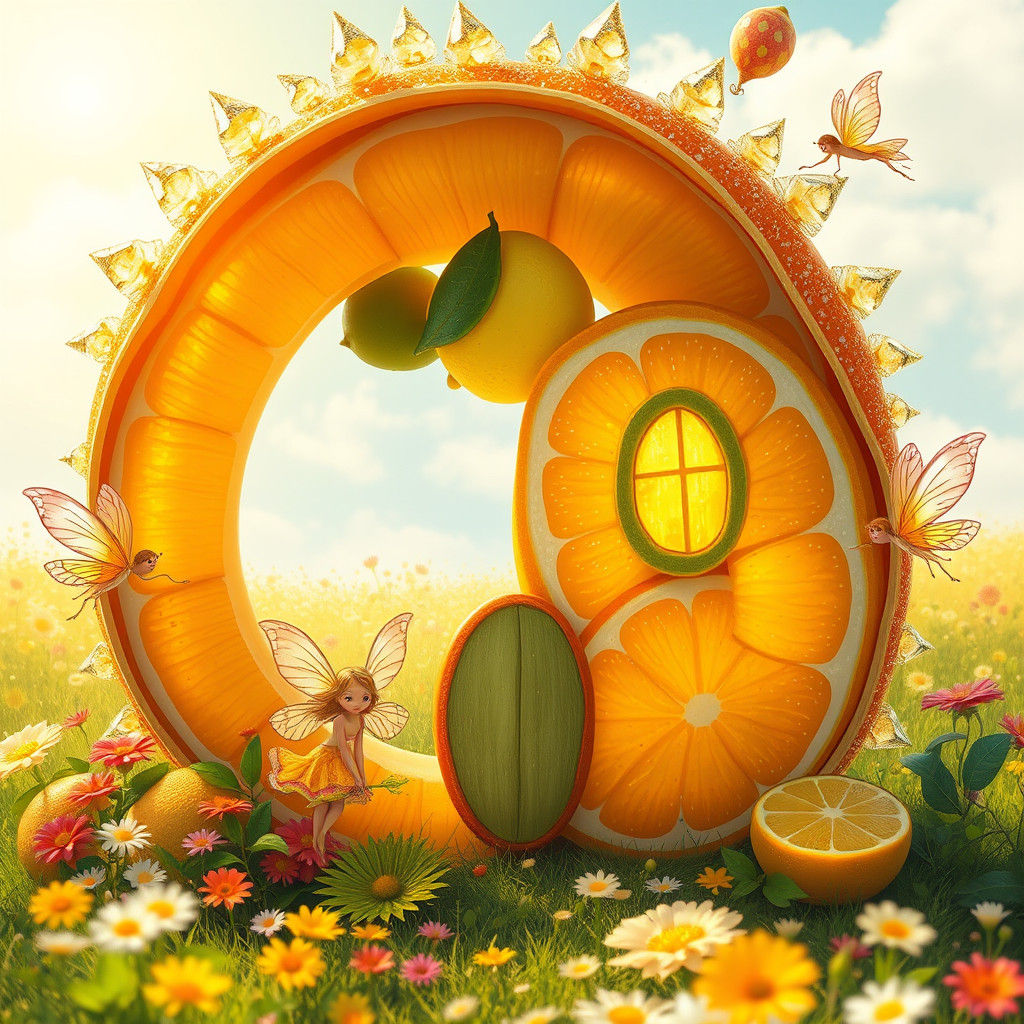 Enchanted Fruit Abode in Whimsical Pastel Hues