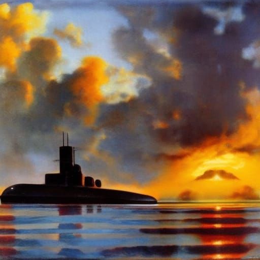 Ancient Greek Nuclear Submarine Underwater in 3D