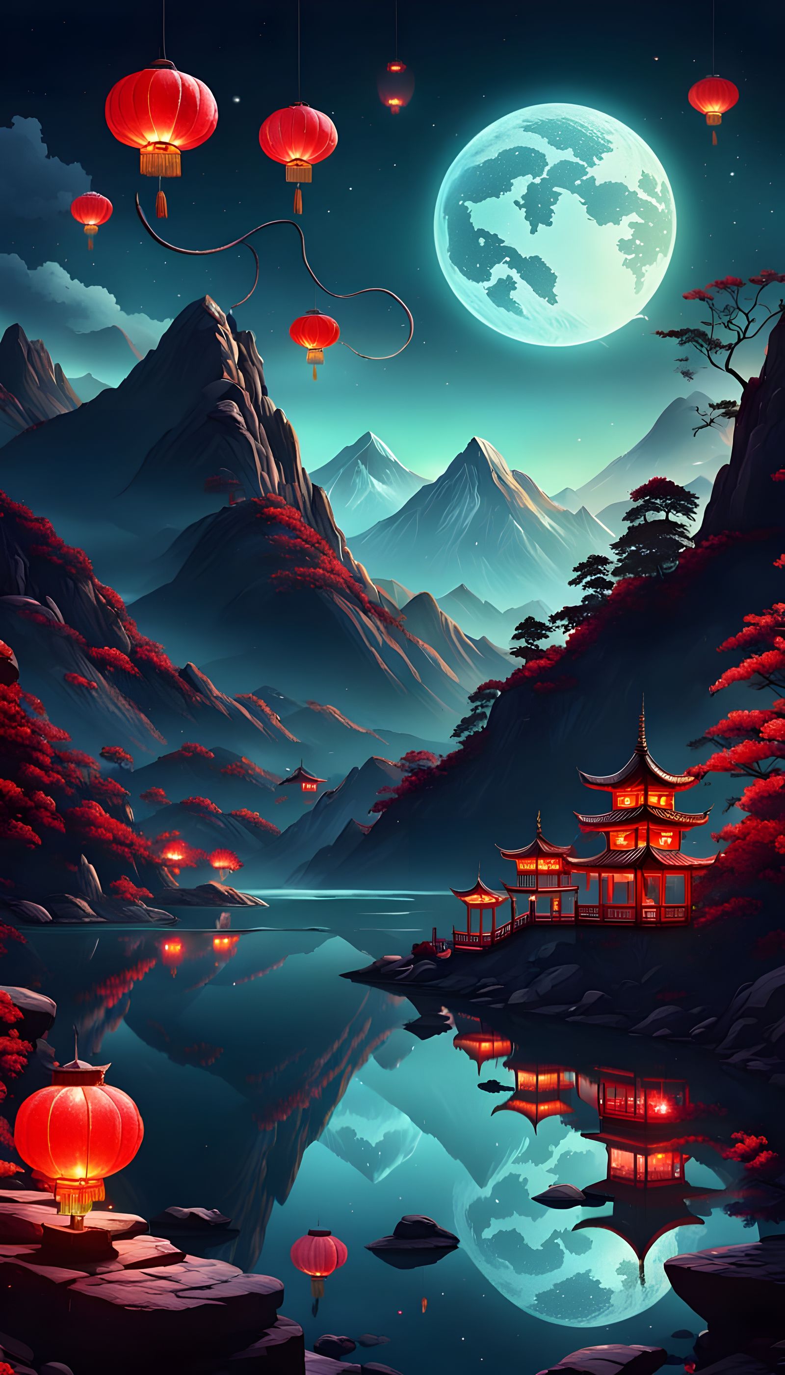 Moonlit Snake Dance in Vibrant Chinese Festivities