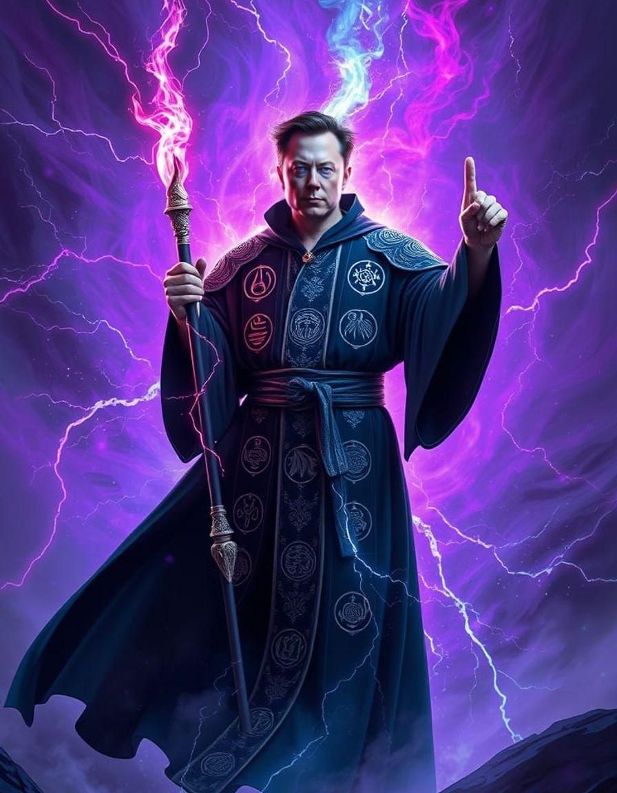 Ethereal Dark Wizard with Elon Musk Signature