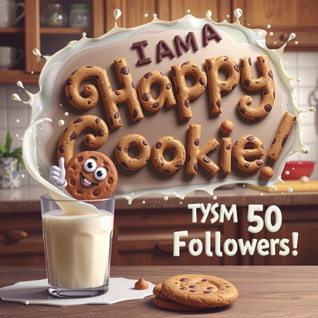 Happy Cookie Milk Splash in Cozy Kitchen